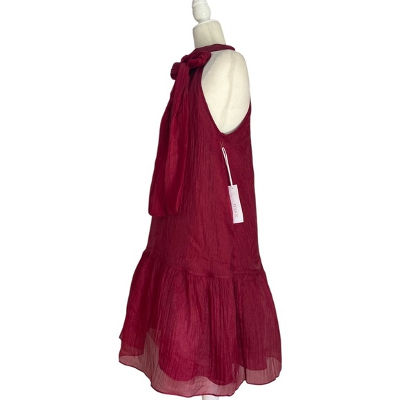 J.Marie Cole Bow Tie Halter Neck Sleeveless Mini Dress NWT Red Organza - Picture 5 of 9